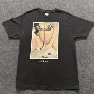 Acrylick Shirt Mens Large Black Pin-Up DJ Music Sampler Graphic Tee Streetwear